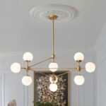 10-Light Frosted Glass Globe Geometric Chandelier