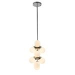 10-Light Pearl Tiered Milky Glass Globe Pendant Light - Image 6