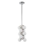 10-Light Pearl Tiered Milky Glass Globe Pendant Light - Image 4