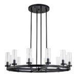 12-Light Clear Glass Shade Wagon Wheel Chandelier - Image 12