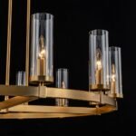 12-Light Clear Glass Shade Wagon Wheel Chandelier - Image 8