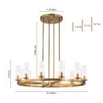 12-Light Clear Glass Shade Wagon Wheel Chandelier - Image 18