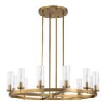 12-Light Clear Glass Shade Wagon Wheel Chandelier - Image 5