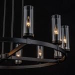 12-Light Clear Glass Shade Wagon Wheel Chandelier - Image 15