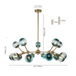 15-Light Blue Glass Globe Bubble Sputnik Branch Chandelier - Image 15