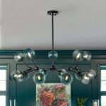 15-Light Blue Glass Globe Bubble Sputnik Branch Chandelier - Image 3