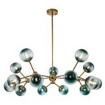 15-Light Blue Glass Globe Bubble Sputnik Branch Chandelier - Image 5