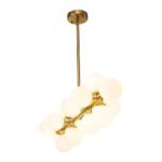 16-Light Milky White Glass Globe Linear Sputnik Chandelier - Image 7