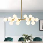 16-Light Milky White Glass Globe Linear Sputnik Chandelier