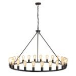 24-Light Oversized Vintage Wagon Wheel Chandelier - Image 4