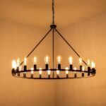 24-Light Oversized Vintage Wagon Wheel Chandelier - Image 12