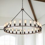 24-Light Oversized Vintage Wagon Wheel Chandelier