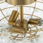 3-Light Brass Sculpture Glass Globe Bubble Semi Flush Chandelier - Image 15