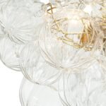 3-Light Brass Sculpture Glass Globe Bubble Semi Flush Chandelier - Image 12
