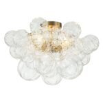 3-Light Brass Sculpture Glass Globe Bubble Semi Flush Chandelier - Image 9