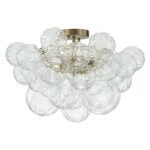 3-Light Brass Sculpture Glass Globe Bubble Semi Flush Chandelier - Image 6