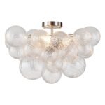 3-Light Cluster Ribbed Glass Bubble Semi Flush Chandelier - Image 15