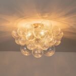 3-Light Cluster Ribbed Glass Bubble Semi Flush Chandelier - Image 17