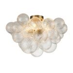 3-Light Cluster Ribbed Glass Bubble Semi Flush Chandelier - Image 10