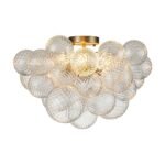 3-Light Cluster Ribbed Glass Bubble Semi Flush Chandelier - Image 11