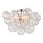 3-Light Cluster Ribbed Glass Bubble Semi Flush Chandelier - Image 16