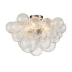 3-Light Cluster Ribbed Glass Bubble Semi Flush Chandelier - Image 12
