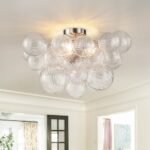 3-Light Cluster Ribbed Glass Bubble Semi Flush Chandelier - Image 9