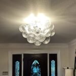 3-Light Cluster Ribbed Glass Bubble Semi Flush Chandelier - Image 7
