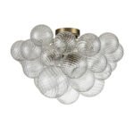 3-Light Cluster Ribbed Glass Bubble Semi Flush Chandelier - Image 13