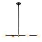 4-Light Opal Glass Globe Kitchen Island Pendant - Image 10