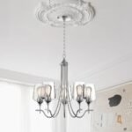 5-Light Glass Shade Empire Chandelier