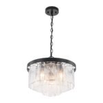 5-Light Hammered Glass Round Layered Pendant Chandelier - Image 10