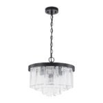 5-Light Hammered Glass Round Layered Pendant Chandelier - Image 8