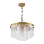 5-Light Hammered Glass Round Layered Pendant Chandelier - Image 19