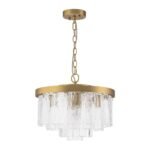 5-Light Hammered Glass Round Layered Pendant Chandelier - Image 16