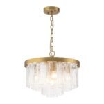 5-Light Hammered Glass Round Layered Pendant Chandelier - Image 17