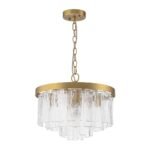5-Light Hammered Glass Round Layered Pendant Chandelier - Image 18