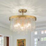 5-Light Hammered Glass Round Layered Pendant Chandelier - Image 5