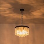 5-Light Hammered Glass Round Layered Pendant Chandelier - Image 11