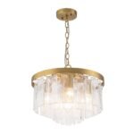5-Light Hammered Glass Round Layered Pendant Chandelier - Image 20