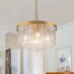 5-Light Hammered Glass Round Layered Pendant Chandelier - Image 4