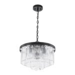 5-Light Hammered Glass Round Layered Pendant Chandelier - Image 9