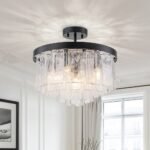 5-Light Hammered Glass Round Layered Pendant Chandelier - Image 6