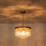5-Light Hammered Glass Round Layered Pendant Chandelier - Image 21