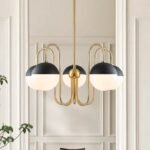 5-Light Milky Glass Globe Round Chandelier - Image 3