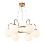 6-Light Frosted Glass Globe Bubble Round Chandelier - Image 6