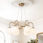 6-Light Frosted Glass Globe Bubble Round Chandelier