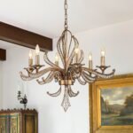 6-Light Vintage Candle Style Chandelier Crystal Beads