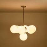 7-light Brass Sputnik Opal Glass Globe Bubble Chandelier - Image 15