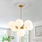 7-light Brass Sputnik Opal Glass Globe Bubble Chandelier - Image 4